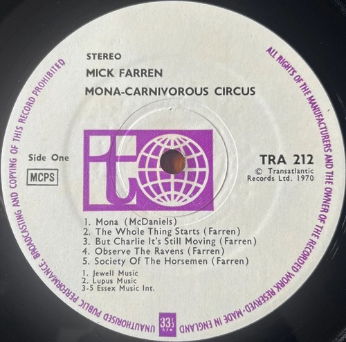 Mick farren mona 1970 - lp,